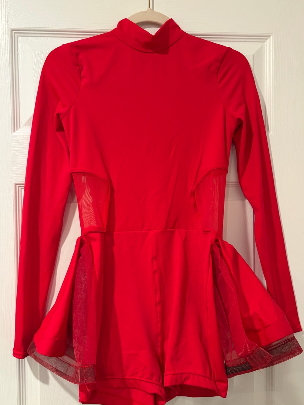 Balera Red Long Sleeve Bustel Biketard Dance Costume